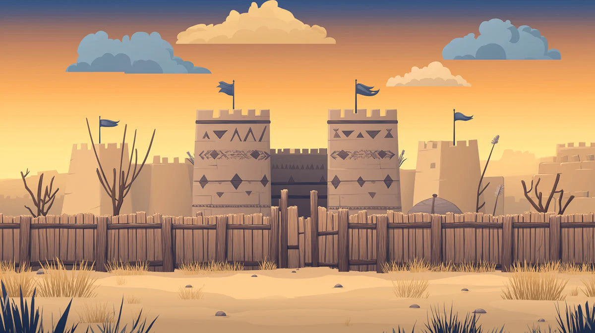 Desert Fortress Sunset Mural Wallpaper — Cultural Wall Art Mural Wallpaper - room preview 02