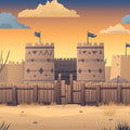 Desert Fortress Sunset Mural Wallpaper — Cultural Wall Art Mural Wallpaper - room preview 02