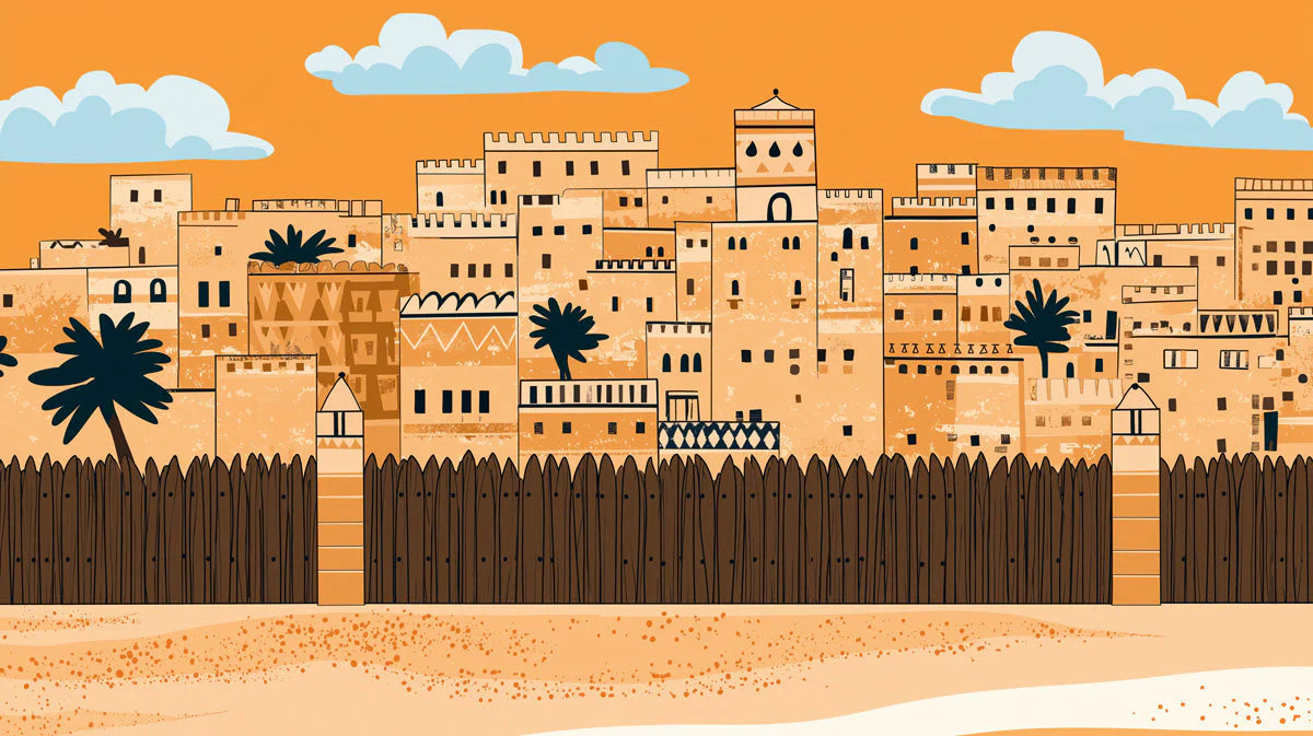 Desert Citadel Mural Wallpaper — Ochre and Terracotta Scene Mural Wallpaper - room preview 02