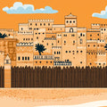 Desert Citadel Mural Wallpaper — Ochre and Terracotta Scene Mural Wallpaper - room preview 02