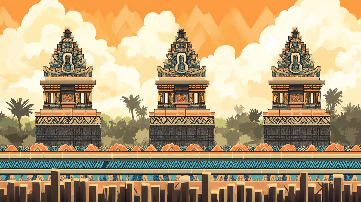 Balinese Temple Horizon Mural Wallpaper — Tropical Architectural Art Mural Wallpaper - room preview 02