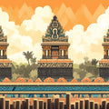 Balinese Temple Horizon Mural Wallpaper — Tropical Architectural Art Mural Wallpaper - room preview 02