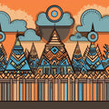 Tribal Pyramid Landscape Mural Wallpaper — Vibrant Cultural Art Mural Wallpaper - room preview 02