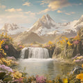 Alpine Waterfall Mural Wallpaper — Scenic Mountain Landscape Mural Wallpaper - room preview 02