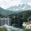 Mountain Waterfall Landscape Mural Wallpaper —Realistic Nature Mural Wallpaper - room preview 02