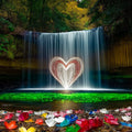 Glowing Heart Waterfall Mural Wallpaper — Fantasy Nature Scene Mural Wallpaper - room preview 02