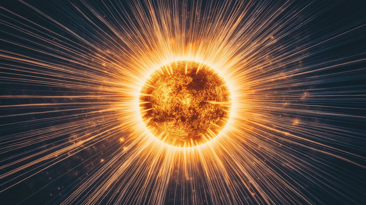 Radiant Cosmic Sphere Mural Wallpaper — Celestial Energy Art Mural Wallpaper - room preview 02