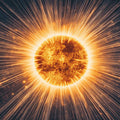 Radiant Cosmic Sphere Mural Wallpaper — Celestial Energy Art Mural Wallpaper - room preview 02