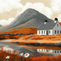 Highland Cottage Autumn Landscape Mural Wallpaper - room preview 02
