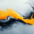Abstract Swirl Mural Wallpaper in Golden Yellow and Charcoal Gray Mural Wallpaper - room preview 02
