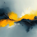 Abstract Yellow and Charcoal Oil Paint Mural Wallpaper - room preview 02