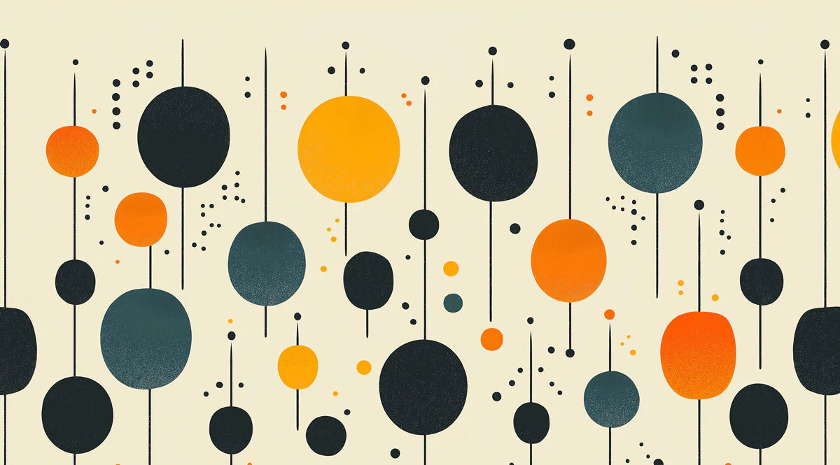 Mid-Century Geometric Mural Wallpaper — Playful Abstract Circles Mural Wallpaper - room preview 02