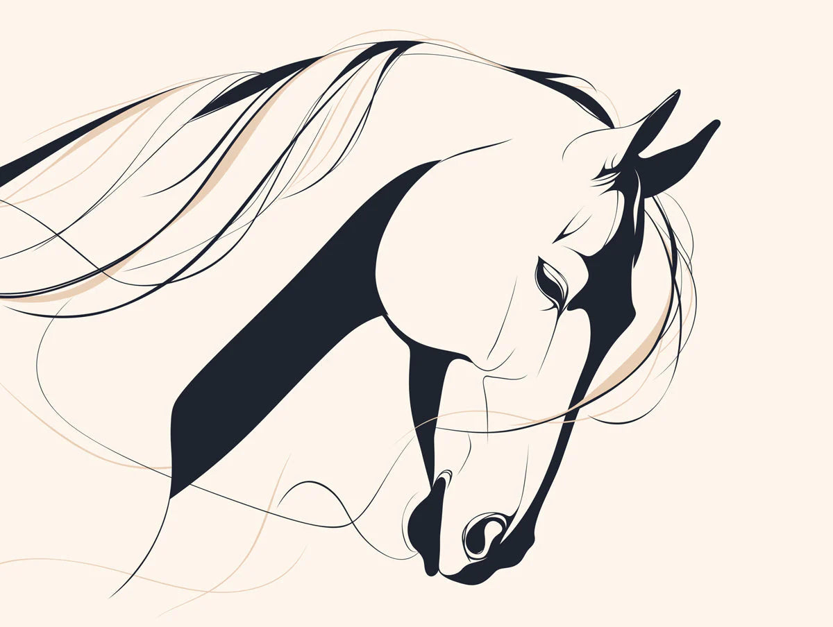 Minimalist Horse Silhouette Mural Wallpaper — Elegant Line Art Mural Wallpaper - room preview 02