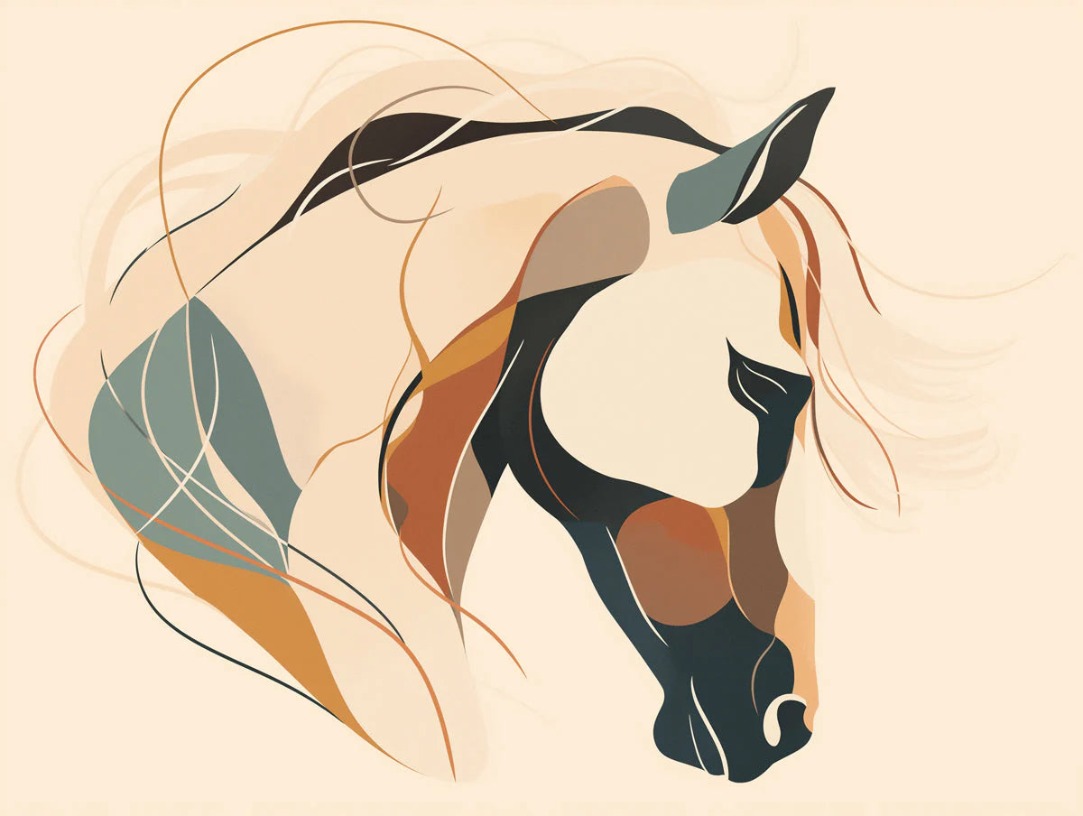 Abstract Horse Profile Mural Wallpaper — Modern Artistic Design Mural Wallpaper - room preview 02