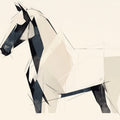 Abstract Horse Geometric Mural Wallpaper — Minimalist Line Art Mural Wallpaper - room preview 02