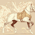 Galloping Horse with Golden Saddle Mural Wallpaper - room preview 02