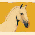 Abstract Horse Portrait Mural Wallpaper — Ochre and Cream Mural Wallpaper - room preview 02