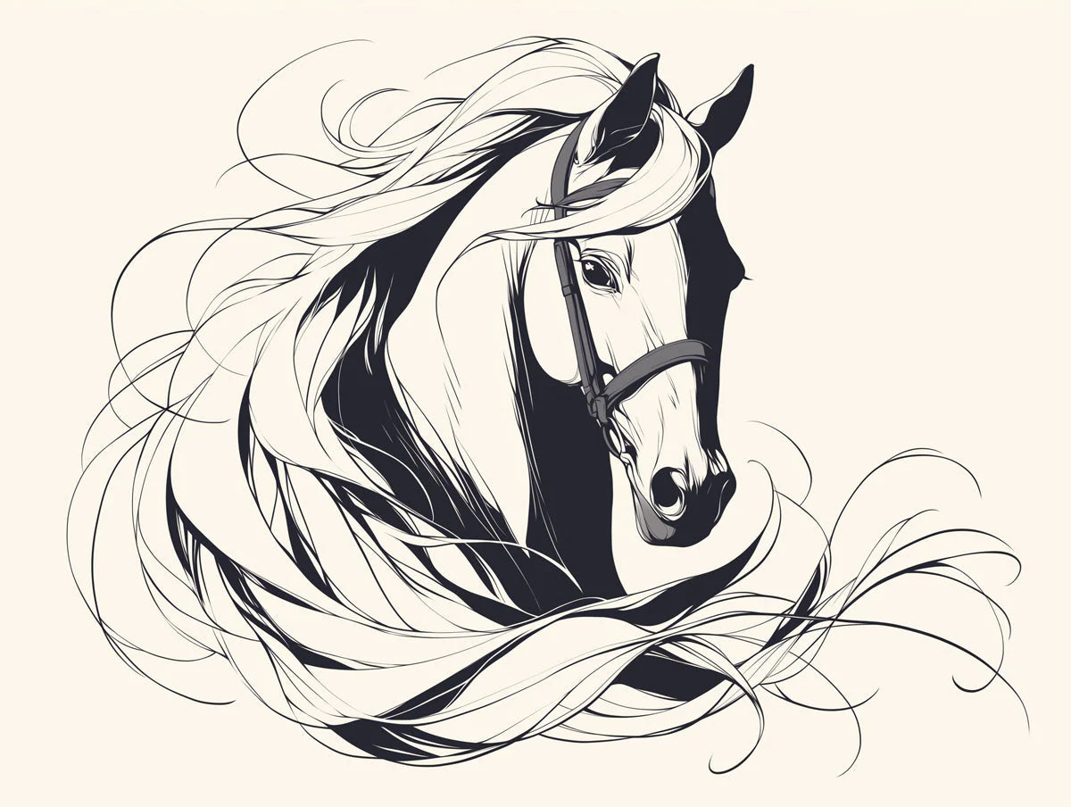 Galloping Horse Line Art Mural Wallpaper — Minimalist Monochrome Mural Wallpaper - room preview 02