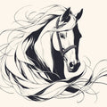 Galloping Horse Line Art Mural Wallpaper — Minimalist Monochrome Mural Wallpaper - room preview 02