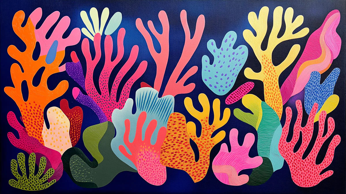 Abstract Coral Reef Mural Wallpaper — Vibrant Aquatic Art Mural Wallpaper - room preview 02