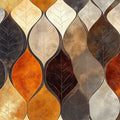 Autumnal Leaf Ogee Mural Wallpaper — Warm Organic Pattern Mural Wallpaper - room preview 02