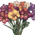 Iris Bouquet Mural Wallpaper — Hand-Drawn Floral Cluster Mural Wallpaper - room preview 02