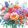 Vibrant Wildflower Bouquet Mural Wallpaper — Painterly Floral Art Mural Wallpaper - room preview 02