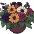 Vintage Botanical Bouquet Mural Wallpaper — Hand-Drawn Floral Art Mural Wallpaper - room preview 02