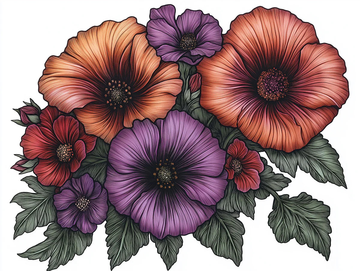 Large Bloom Floral Mural Wallpaper — Vibrant Botanical Art Mural Wallpaper - room preview 02