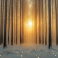 Golden Winter Forest Mural Wallpaper — Whimsical Nature Scene Mural Wallpaper - room preview 02
