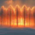 Winter Sunset Forest Mural Wallpaper — Warm Scenic Decoration Mural Wallpaper - room preview 02