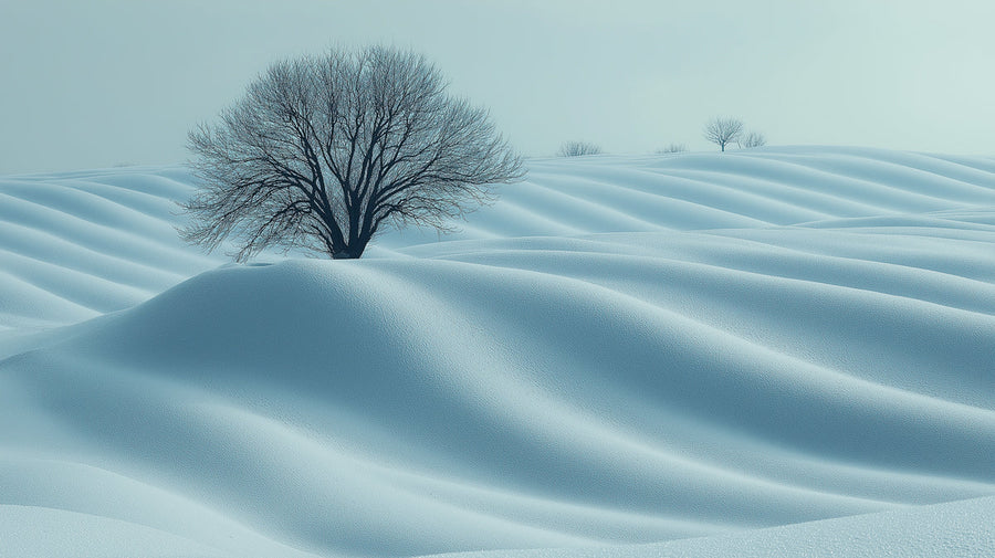 Papier peint mural Arbre de dune hivernale — Papier peint mural au design paysage minimaliste printable artwork