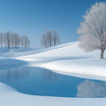 Frozen Winter Landscape Mural Wallpaper — Minimalist Scenic View Mural Wallpaper - room preview 02