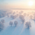 Frozen Winter Landscape Mural Wallpaper — Soft Morning Haze Mural Wallpaper - room preview 02