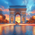 Arc de Triomphe Paris Sunset Mural Wallpaper — Grand Urban Scene Mural Wallpaper - room preview 02