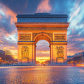 Arc de Triomphe Sunset Mural Wallpaper — Parisian Urban Scene Mural Wallpaper - room preview 02