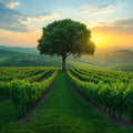 Tuscan Vineyard Sunset Mural Wallpaper — Rustic Landscape Design Mural Wallpaper - room preview 02