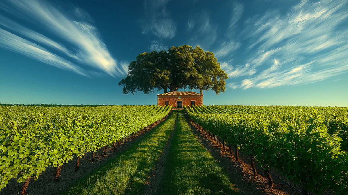 Tuscan Vineyard Cottage Mural Wallpaper — Scenic Landscape Style Mural Wallpaper - room preview 02