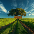 Tuscan Vineyard Cottage Mural Wallpaper — Scenic Landscape Style Mural Wallpaper - room preview 02