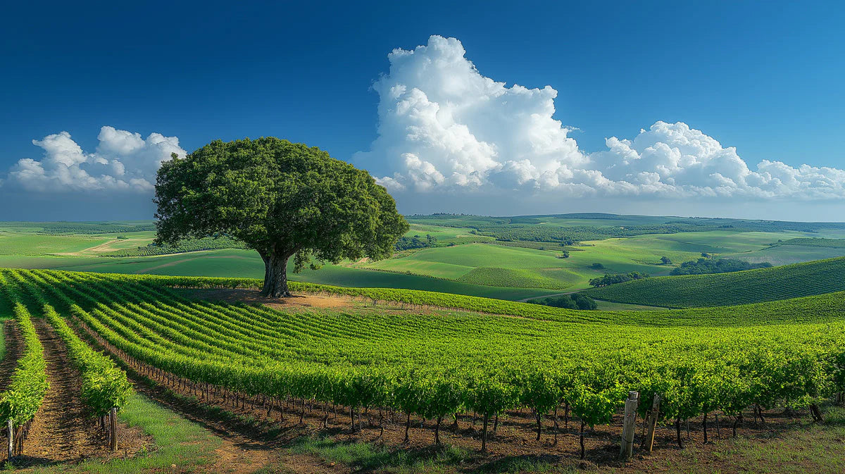 Rolling Vineyard Landscape Mural Wallpaper —Natural Scenic Design Mural Wallpaper - room preview 02