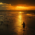 Golden Sunset River Mural Wallpaper — Artistic Horizon Scene Mural Wallpaper - room preview 02