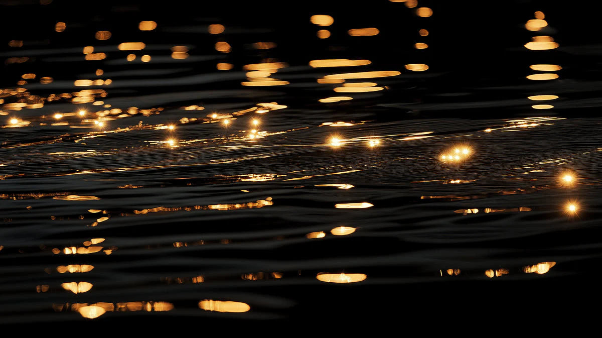 Golden Ripple Water Mural Wallpaper — Moody Dark Abstract Design Mural Wallpaper - room preview 02