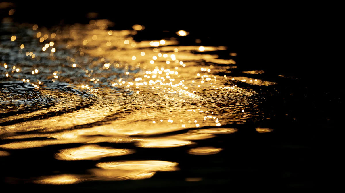 Golden Water Ripples Mural Wallpaper — Moody Abstract Design Mural Wallpaper - room preview 02