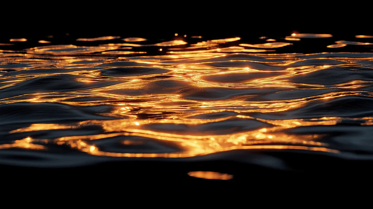 Golden Water Ripples Mural Wallpaper — Moody Abstract Design Mural Wallpaper - room preview 02
