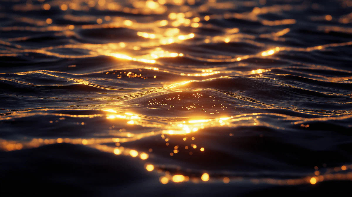 Golden Water Ripples Mural Wallpaper — Moody Abstract Design Mural Wallpaper - room preview 02