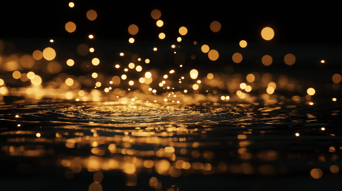 Golden Bokeh Light Reflection Mural Wallpaper — Modern Abstract Mural Wallpaper - room preview 02