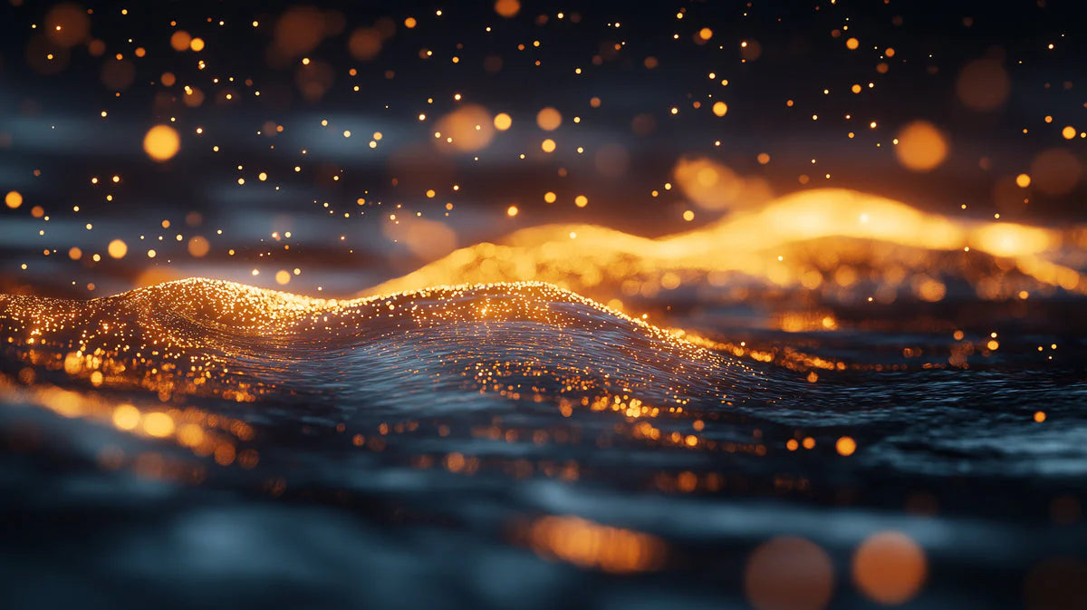 Golden Bokeh Wave Mural Wallpaper — Abstract Modern Wall Art Mural Wallpaper - room preview 02