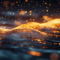 Golden Bokeh Wave Mural Wallpaper — Abstract Modern Wall Art Mural Wallpaper - room preview 02