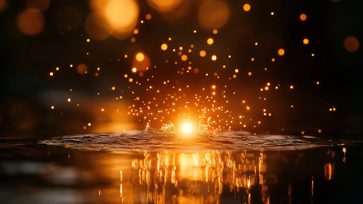 Golden Spark and Water Reflection Mural Wallpaper - room preview 02