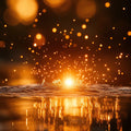 Golden Spark and Water Reflection Mural Wallpaper - room preview 02